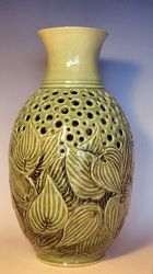 Artist John Obrien stoneware incised vessel