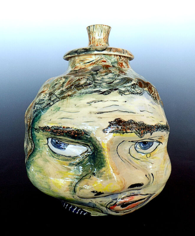 John O'Brien Artist ceramic pottery sculpture lidded jar
