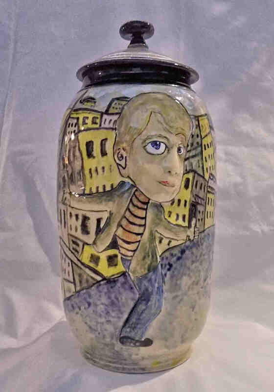 Large lidded jar aka Ellen DeGeneres by John OBrien