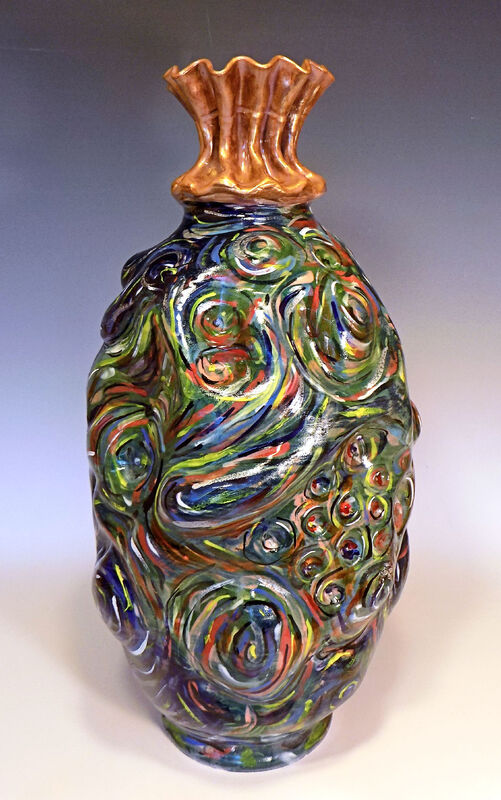 Stoneware ceramic pottery vase with a twist John OBrien